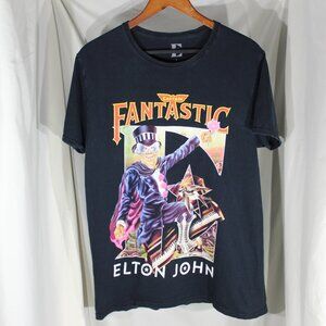 Officially Licensed black Elton John Captain Fantastic T-shirt. - Size L